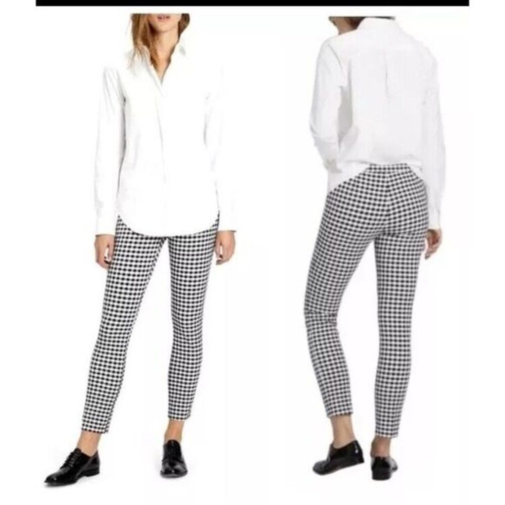 Theory Classic Skinny Pant in‎ Gingham Stretch Size 4 Black white